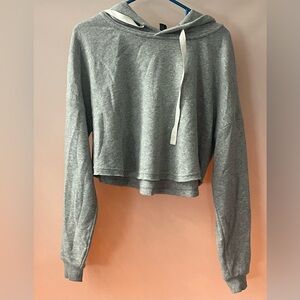 Forever 21 Gray Cropped Hoodie Sweatshirt